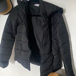 Black puffer jacket with hood